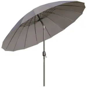 Best 2.5m Shanghai Garden Parasol Umbrella with Crank & Tilt, Adjustable Outdoor Sun Shade, Grey