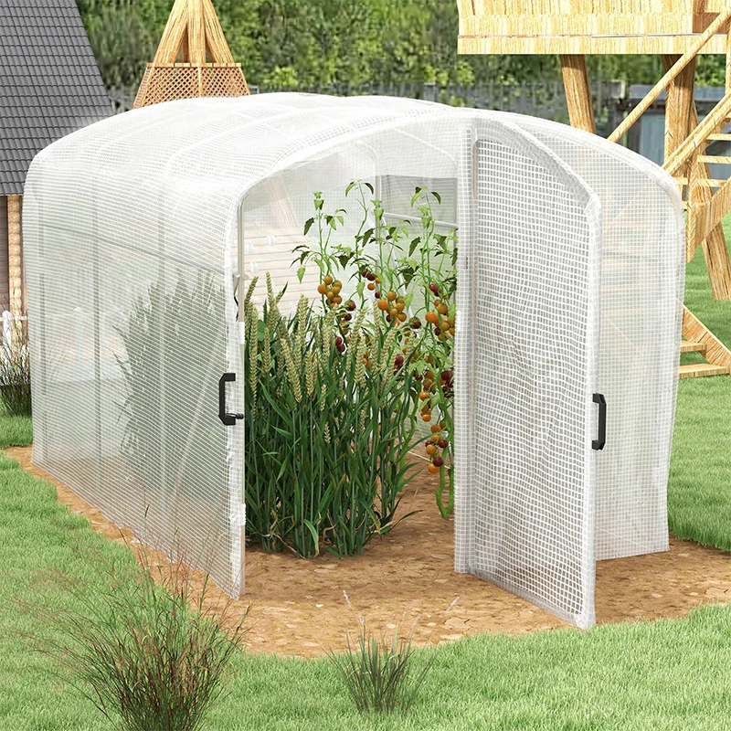 Best Polytunnel Greenhouse Walk-in Grow House with UV-resistant PE Cover, Door and Galvanised Steel Frame, 2 x 2 x 2m, White - Image 2