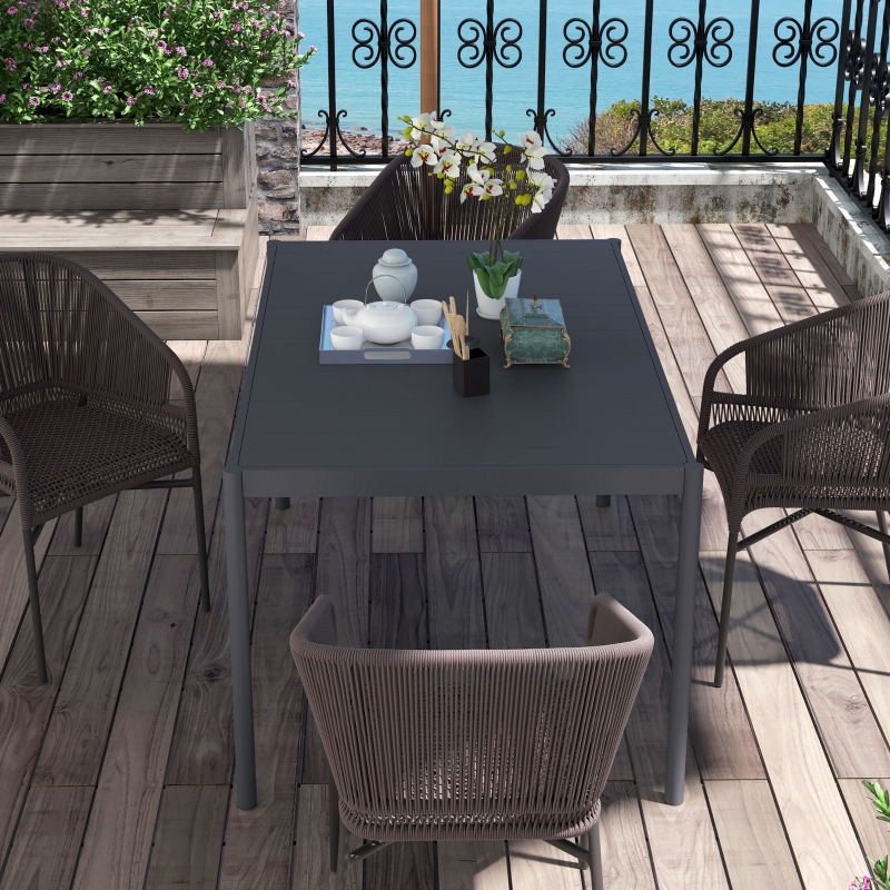 Best Six-Seater Outdoor Table with Slatted Aluminium Top and Steel Legs - Image 9