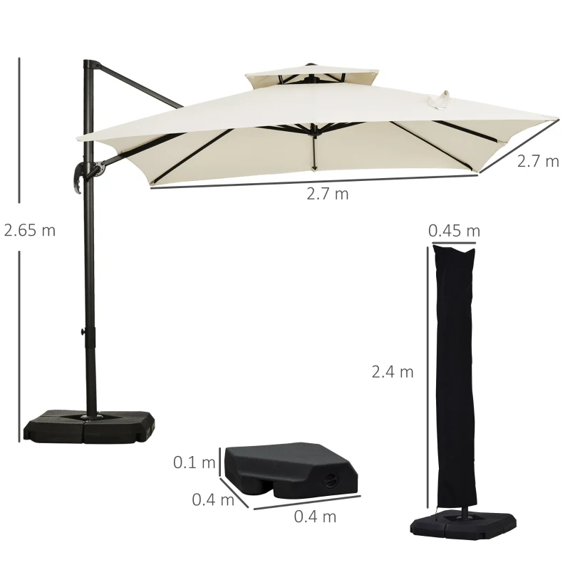 Best Steel Frame Outdoor Roma Cantilever Umbrella - Image 3