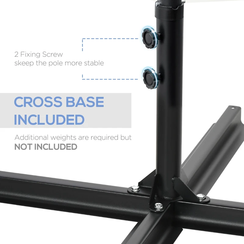 Best 2.5M Garden Cantilever Parasol, Offset Roma Patio Umbrella Hanging Sun Shade Canopy Shelter with 360° Rotation and Cross Base, Dark Grey - Image 6