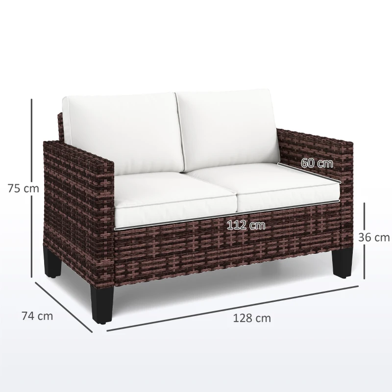 Best Two-Seater Rattan Outdoor Sofa - Brown - Image 3