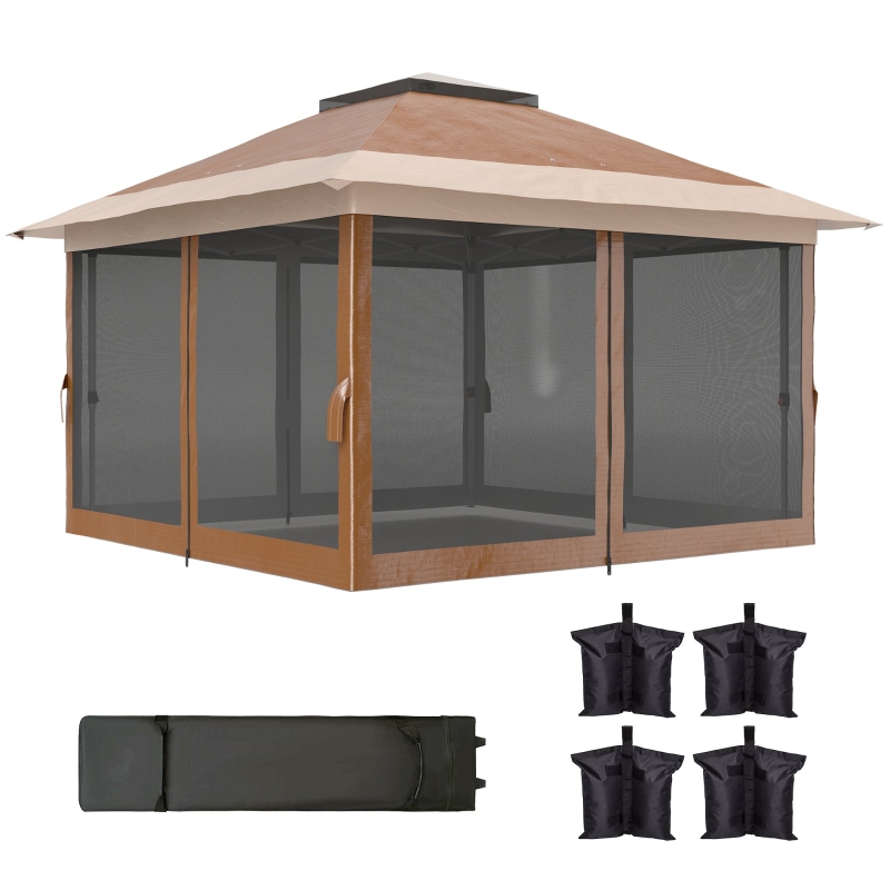 Best 3.6 x 3.6m Pop-Up Gazebo, with Accessories - Brown - Image 11