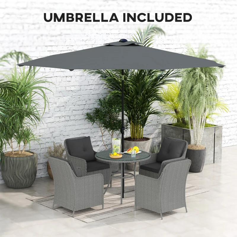 Best 4 Seater Rattan Dining Set with Parasol & Cushions - Light Grey - Image 6