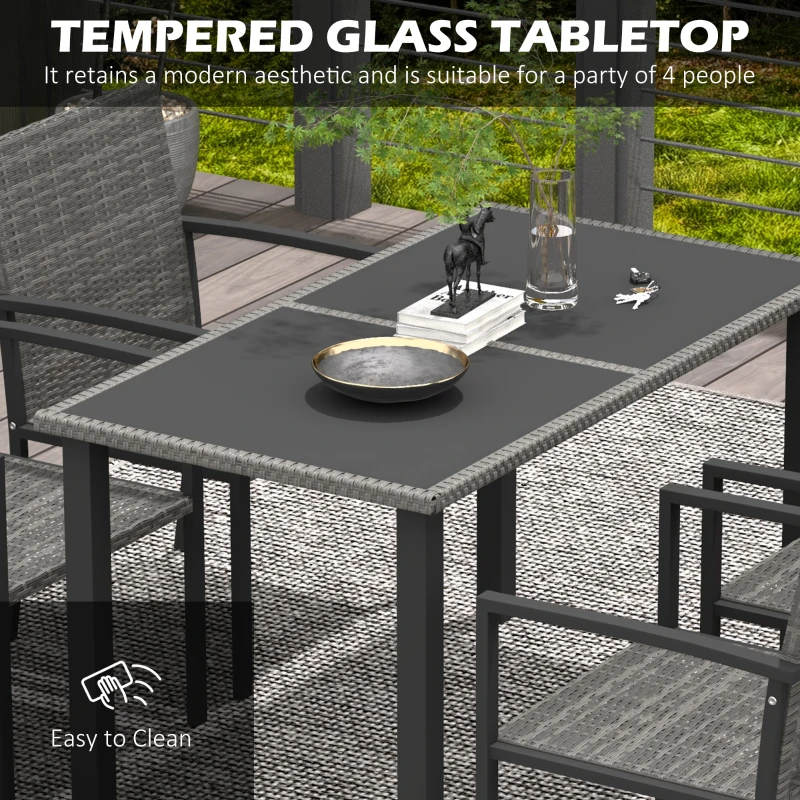Best Outdoor Dining Set 5 Pieces Patio Conservatory with Tempered Glass Tabletop,4 Dining Chairs - Grey - Image 5