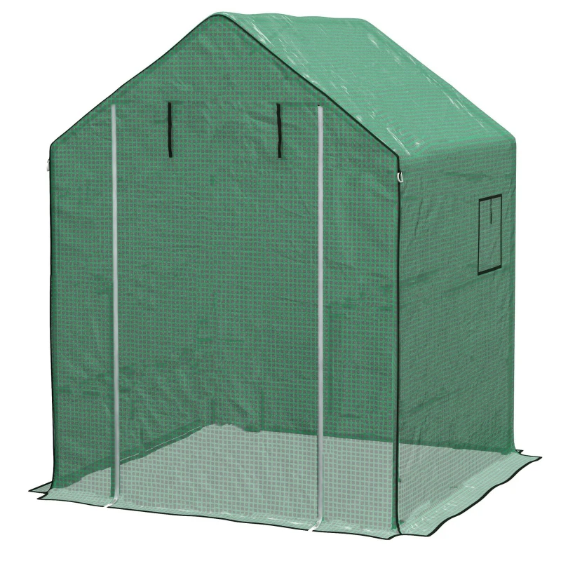 Best Greenhouse Cover Replacement Walk-in PE Hot House Cover with Roll-up Door and Windows, 140 x 143 x 190cm, Green