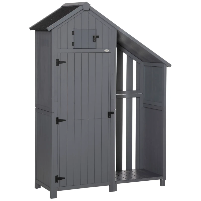 Best Garden Outdoor Storage Shed Outdoor Tool Shed with 3 Shelves and Tilt Roof, 129x51.5x180cm, Grey