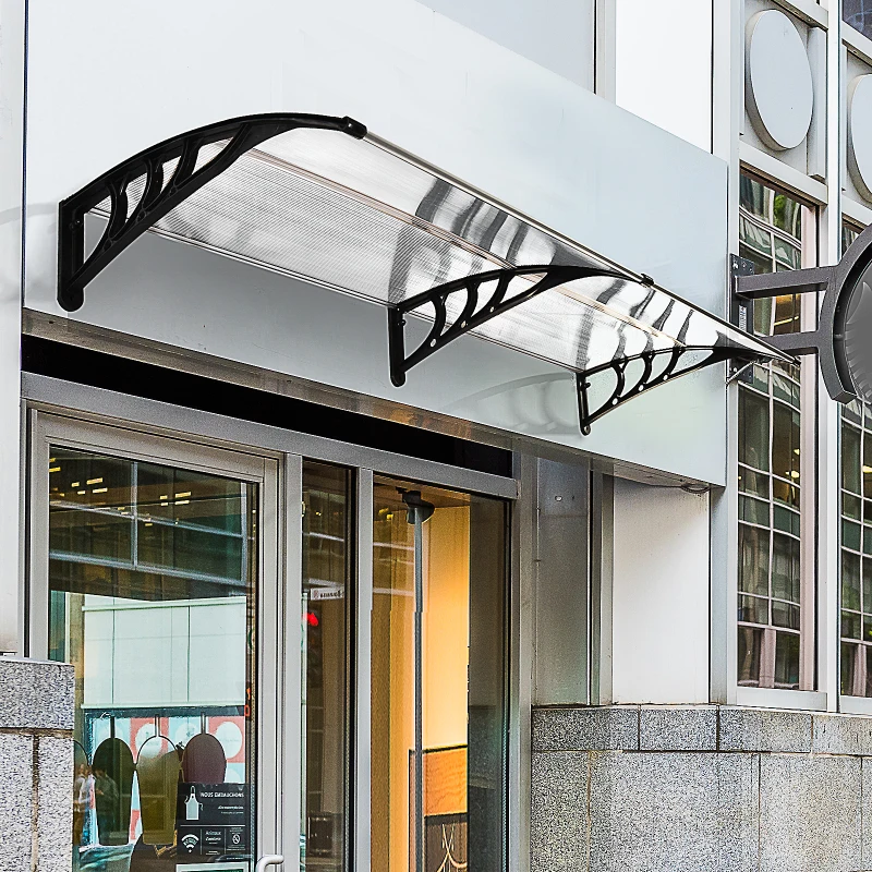 Best 75 x 195 cm Curved Door Window Awning Canopy, Polycarbonate Cover Front Door Outdoor Patio, UV Rain Snow Protection Shelter, Clear - Image 2