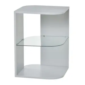 Best Modern Side Table Three Layer Bedside Table Nightstand with 2 Storage Shelves, for Living room, Bedroom, Grey