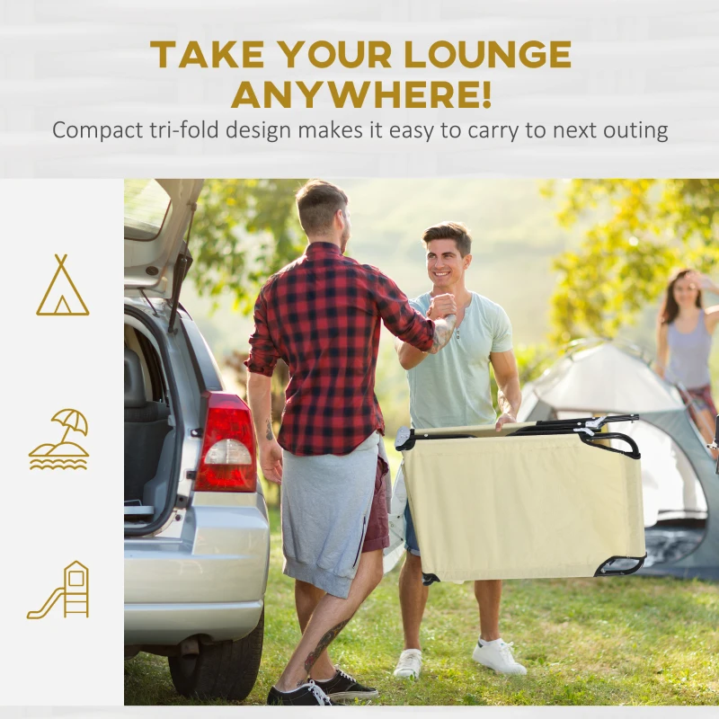 Best Outdoor Folding Sun Lounger Set of 2 with Face Hole, 4 Level Adjustable Backrest Reclining Garden Lounger, Garden Recliner Sunbed with 600 D Oxford Cloth Seat and Pillow for Beach, Beige - Image 8