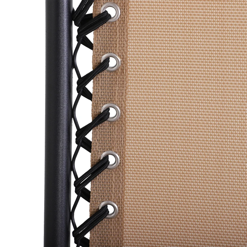 Best Foldable Reclining Garden Chair with Headrest, Zero Gravity Deck Sun Lounger Seat Chair with Footrest, Armrest, Cup Holder & Canopy Shade, Beige - Image 8