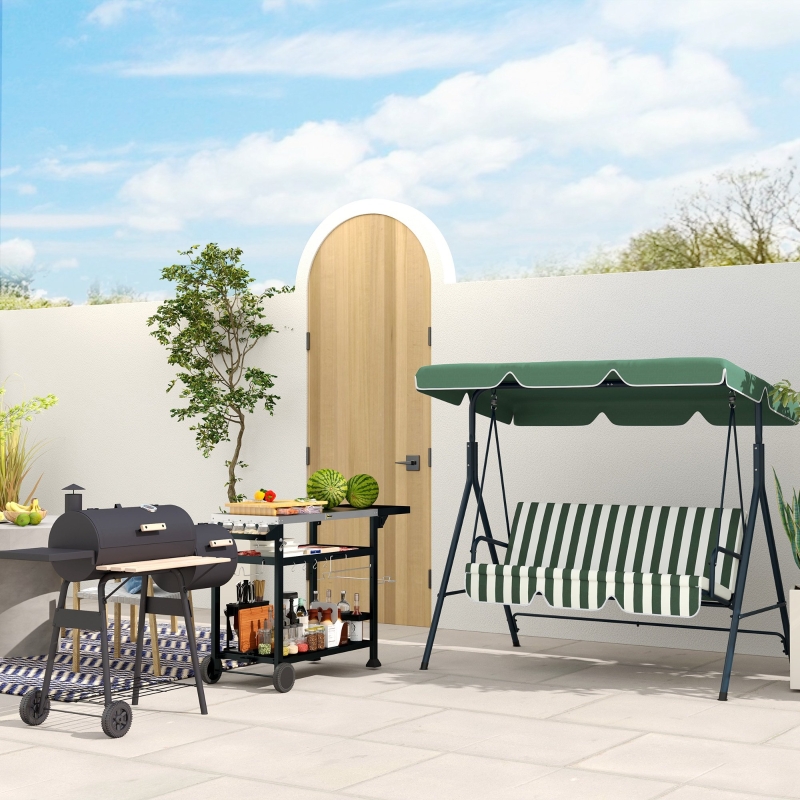 Best Multi-Feature BBQ Grill Table, with Stainless Steel Top - Black - Image 11