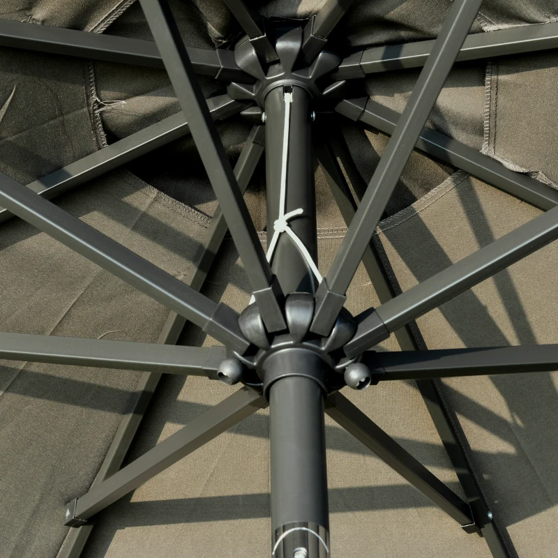 Best 2.7m Patio Garden Umbrella Outdoor Parasol with Tilt Crank and 24 LEDs Lights (Grey) - Image 8