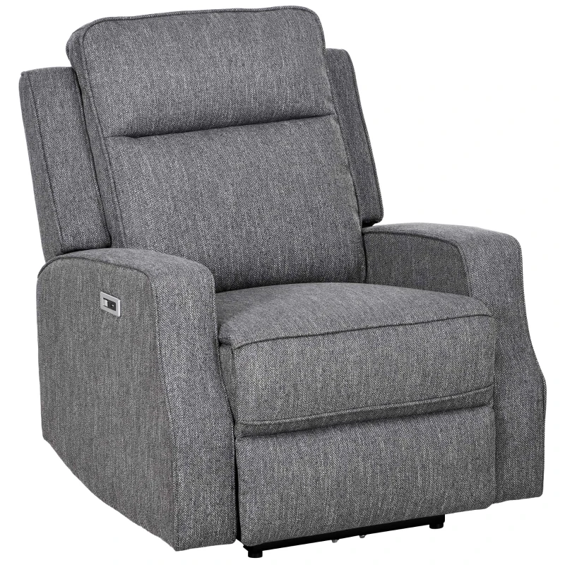 Best 150° Electric Reclining Chair, with USB port and Footrest - Charcoal Grey