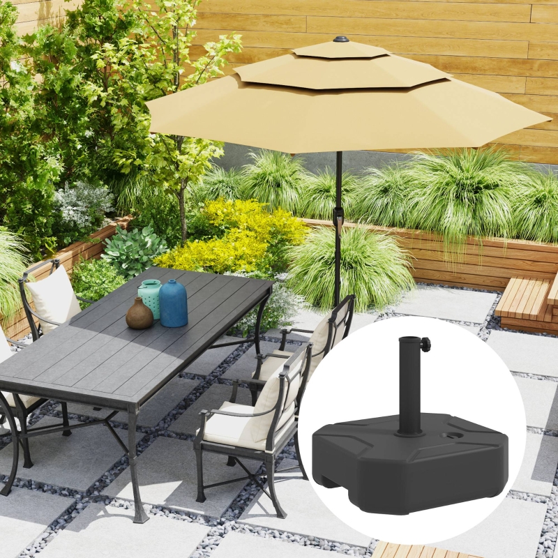 Best Square Garden Parasol Base, Garden Umbrella Stand Heavy Duty Parasol Base, Filled Up to 25kg with Stand or 20kg with Water for for 38, 48 mm Poles, Black - Image 10