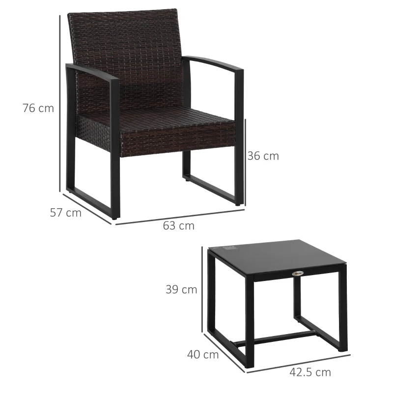 Best 3 pcs PE Rattan Wicker Garden Furniture Patio Bistro Set Weave Conservatory Sofa Coffee Table and Chairs Set Beige - Image 3