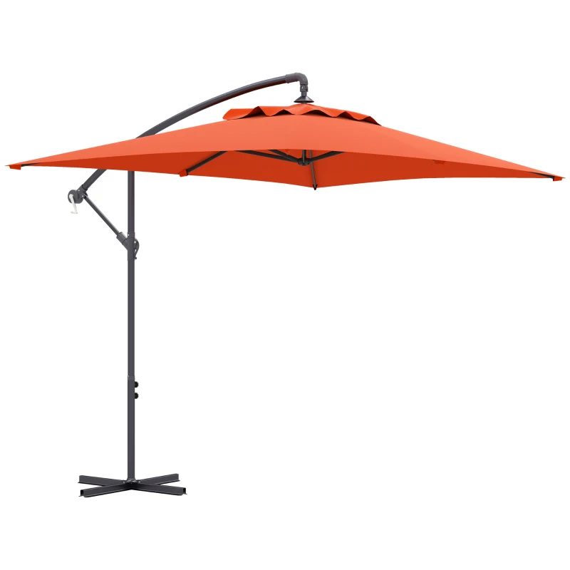 Best 3(m) Cantilever Overhanging Parasol, with Cross Base - Orange