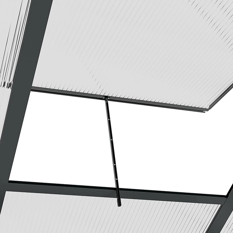 Best 6 x 6ft Polycarbonate Greenhouse, Large Walk-In Green House with Slide Door and Window, Garden Plants Grow House with Aluminium Frame and Foundation, Grey - Image 8