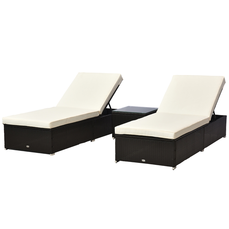 Best 2-Seater Rattan Lounger Set-Deep Coffee/Cream White - Image 10