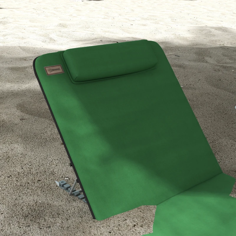 Best Set of Two Metal Frame Beach Chairs, with Reclining Backs - Green - Image 8
