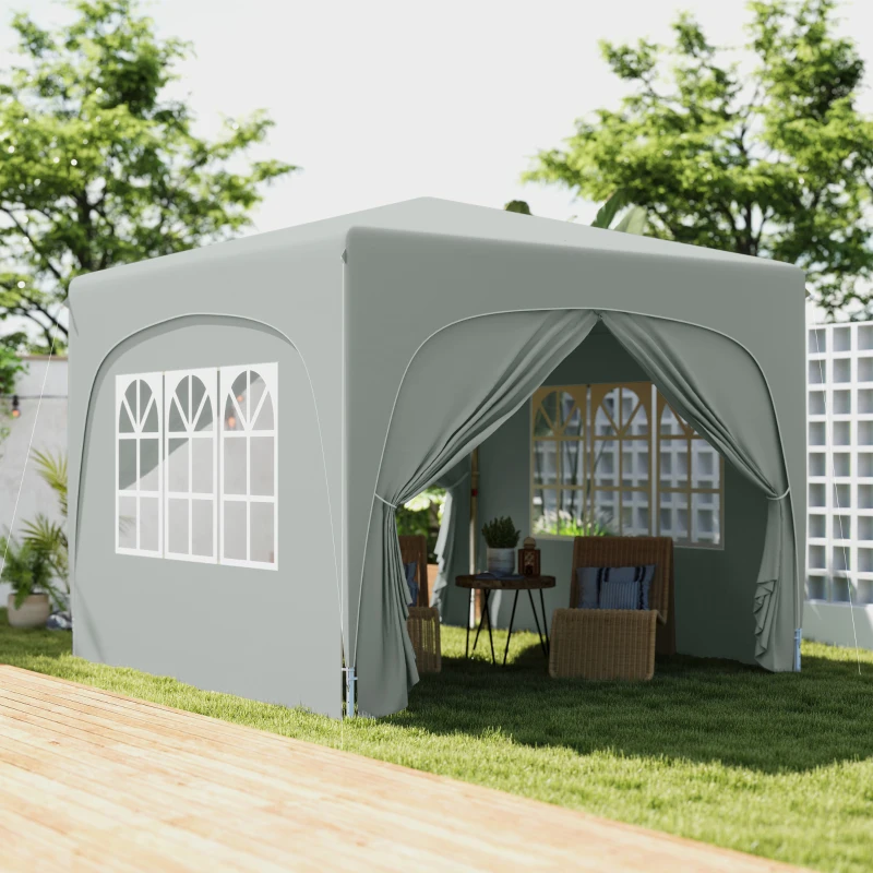 Best 3 x 3m Pop-Up Gazebo Shelter, with Accessories - Light Grey - Image 2