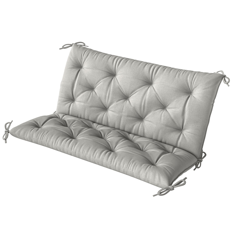 Best 2 Seater Bench Pad, Garden Chair Cushion with Back and Ties for Indoor and Outdoor Use, 98 x 100 cm, Light Grey - Image 11