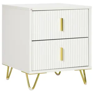 Best Elegant Chest of Two Drawers - White/Gold-Tone