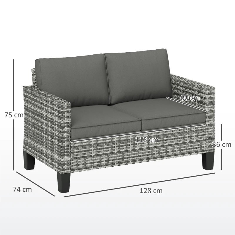 Best Two-Seater Rattan Outdoor Sofa - Light Grey - Image 3