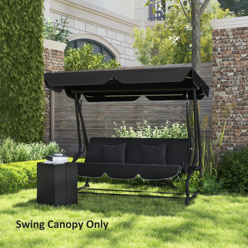 Best Garden Swing Canopy Replacement 3 Seater, Waterproof Garden Swing Seat Canopy Cover, Windproof Anti-UV Sun Shade (Canopy Only) for Patio, Balcony, Black - Image 6