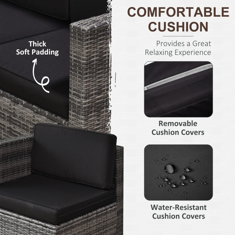 Best 6-Seater Rattan Sofa Furniture Set W/ Cushions, Steel Frame-Grey - Image 5