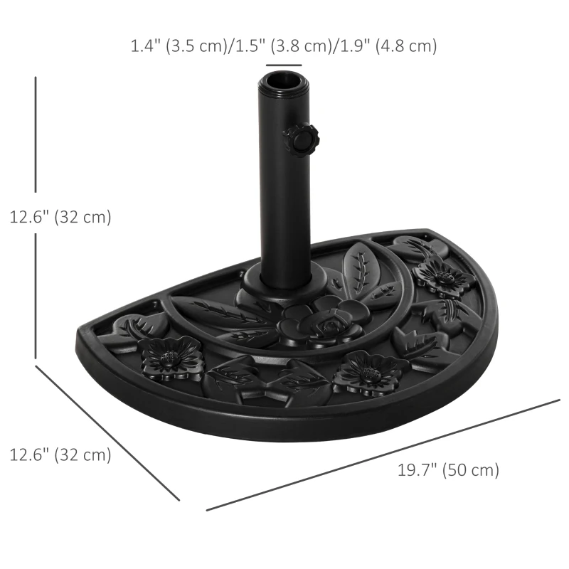 Best 9kg Cement Concrete Half Round Parasol Base Umbrella Stand Garden Outdoor Accessories - Adjustable Coupler Suitable Umbrella Rod: Φ3.5cm, Φ3.8cm, Φ4.8cm - Image 3