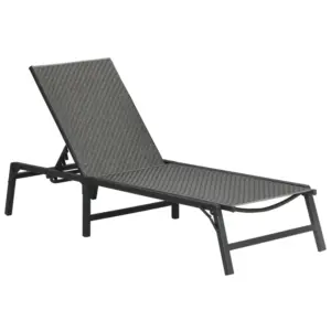 Best Foldable Rattan Sun Lounger with 5-Level Adjust Backrest, Recliner Chair, Grey