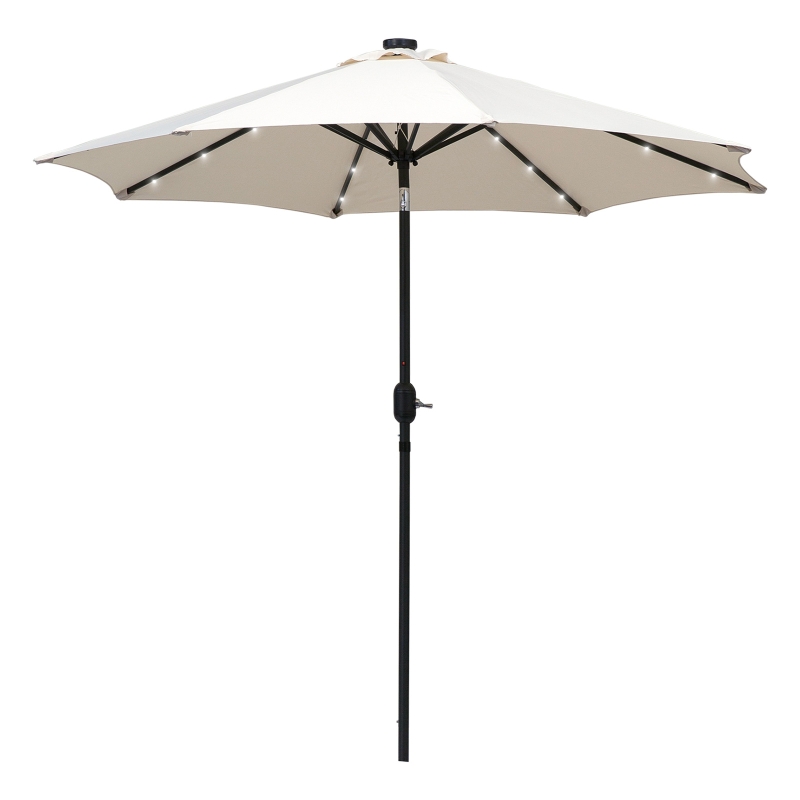 Best 2.7m Patio Garden Umbrella Outdoor Parasol with Tilt Crank and 24 LEDs Lights (Cream) - Image 11