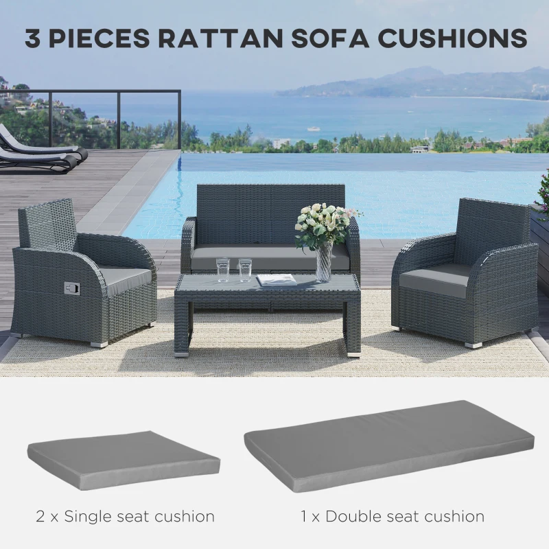 Best Outdoor Seat Cushion Pads for Rattan Furniture, 3 PCs Garden Furniture Cushions, Dark Grey - Image 4
