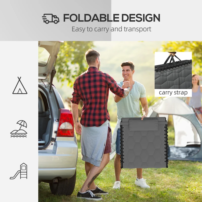 Best Foldable Sun Lounger with 5-level Reclining Back, Outdoor Tanning Chair Sun Lounger with Build-in Padded Seat, Side Pocket, Headrest for Beach, Yard, Patio, Grey - Image 7