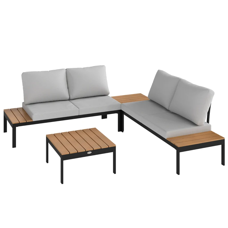 Best Four-Piece Garden Corner Sofa Set with 2 Loveseats and 2 Coffee Tables - Teak