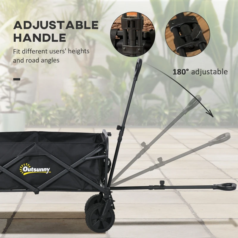 Best Folding Steel Frame Garden Storage Cart, with Wheels and Handle - Black - Image 5