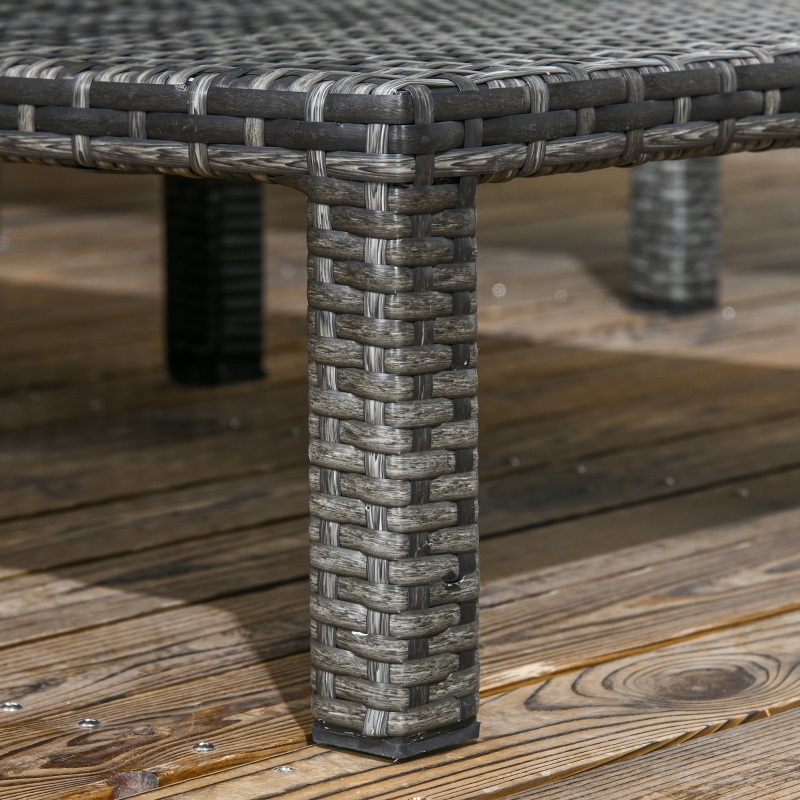 Best Set of Two Reclining Rattan Sun Loungers, with Cushions - Grey - Image 9