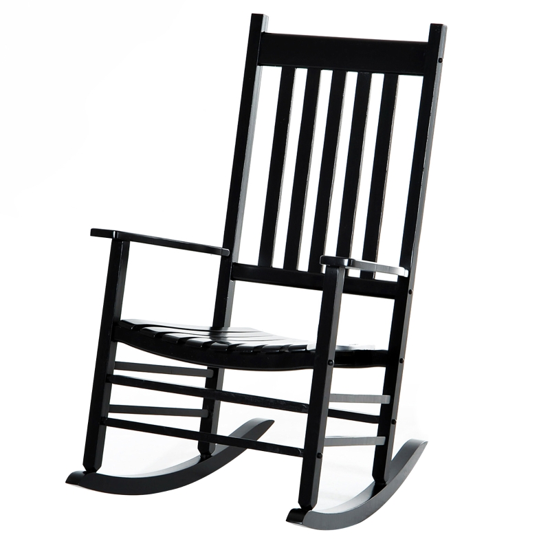 Best Outdoor Porch Rocking Chair Armchair Wooden Patio Rocker Balcony Deck Garden Seat Black - Image 11