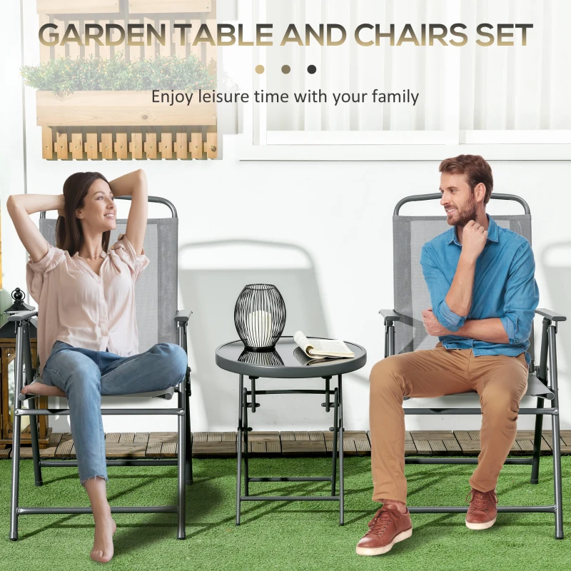 Best Three-Piece Garden Seat Set, with Glass-Top Table - Light Grey - Image 5