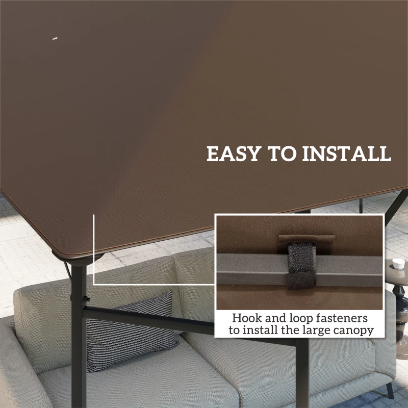 Best 3 x 3(m) Gazebo Canopy Replacement Cover, Garden Gazebo Roof Replacement with Drain Holes, Water-resistant Plastic Coating, 370g/㎡, UPF30+, TOP COVER ONLY, Brown - Image 5