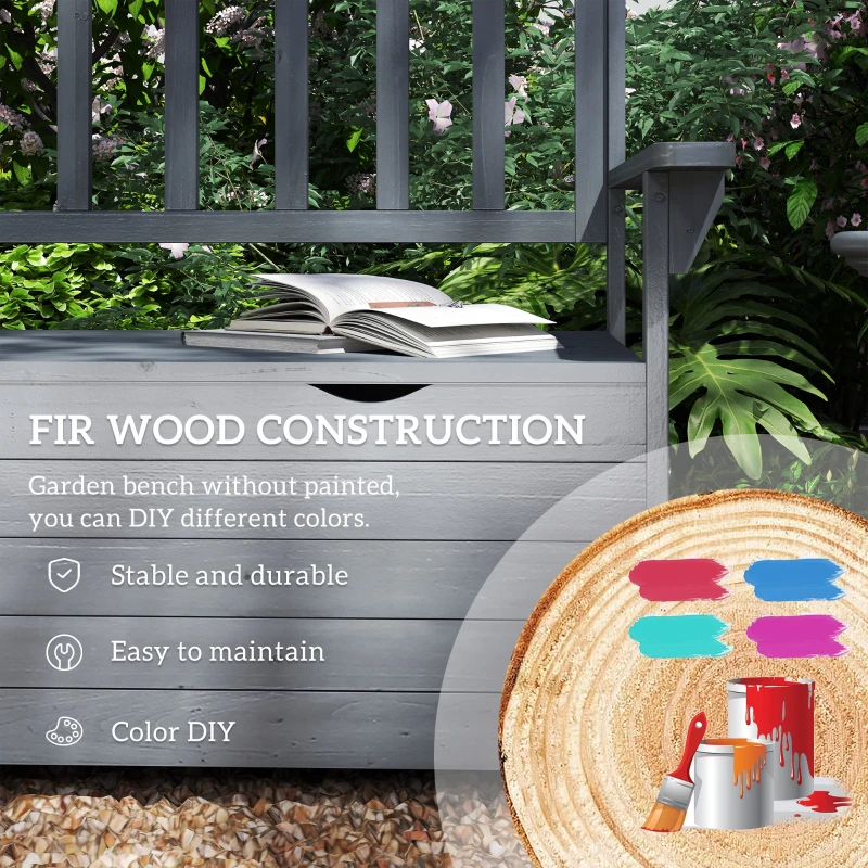 Best Two-Seater Garden Storage Bench - Grey - Image 5