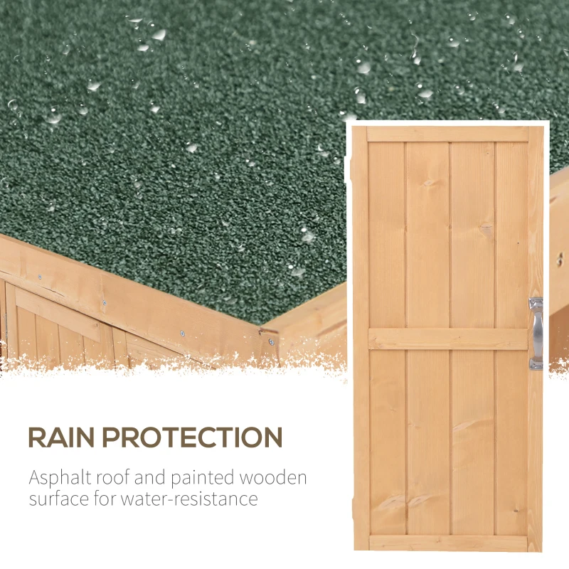 Best Wooden Garden Storage Shed with Hinged Roof and Shelves, Outdoor Storage Cabinet Chest, Double Doors, 74 x 43 x 88cm, Burlywood - Image 4