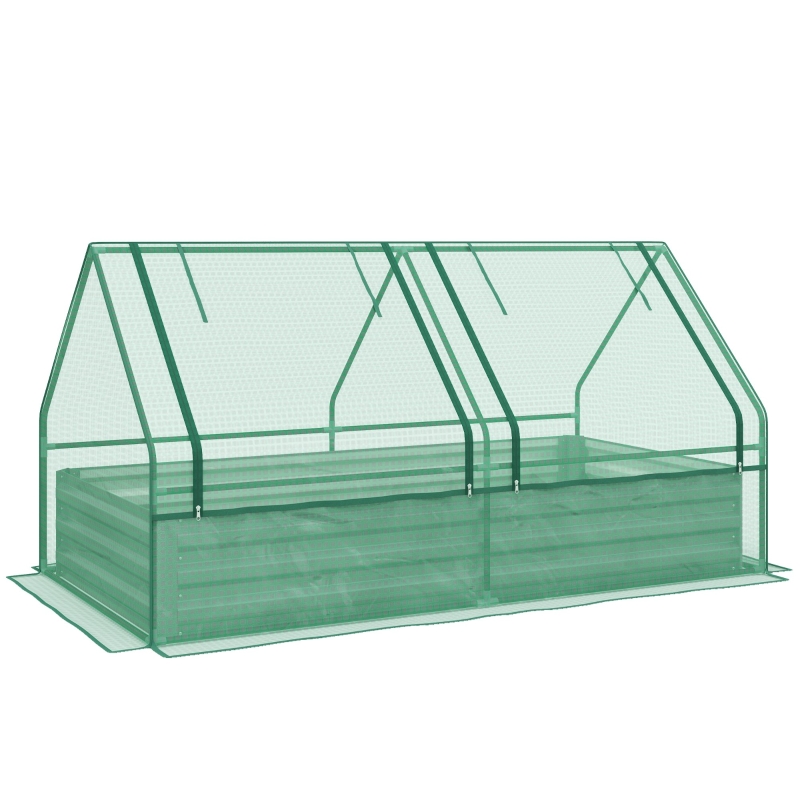 Best Metal Planter Box with Cover, Raised Garden Bed with Greenhouse, for Herbs and Vegetables, Green and Dark Grey - Image 11