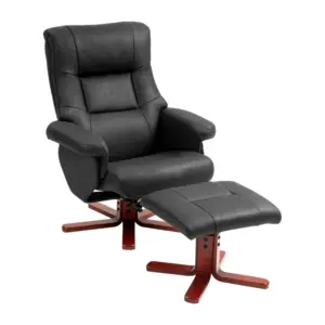 Best Faux Microfibre Leather Manual Recliner and Footstool Set - Black