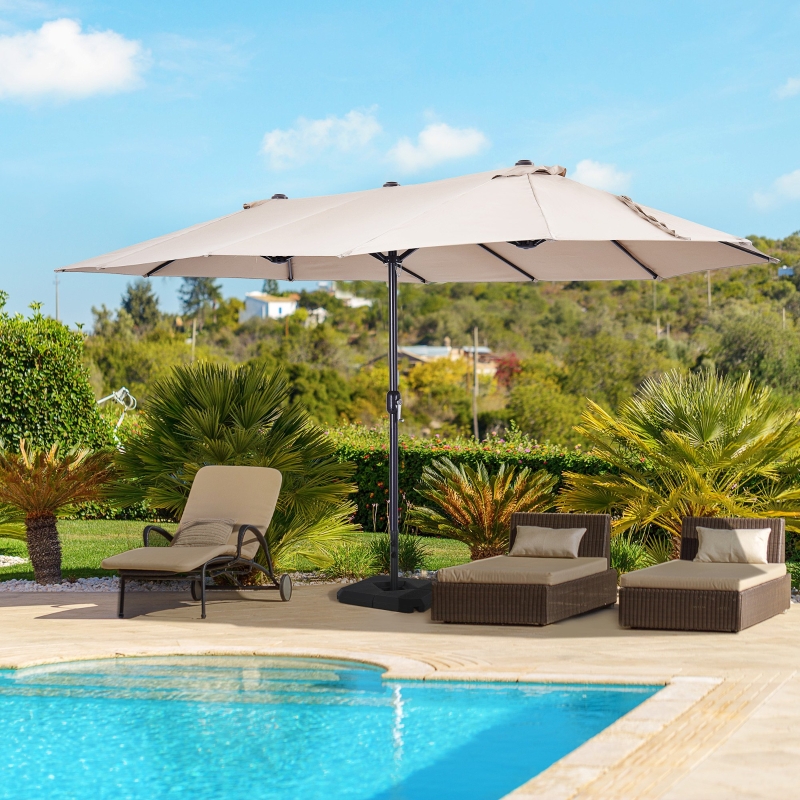 Best 4.6m Garden Parasol Double-Sided Sun Umbrella Patio Market Shelter Canopy Shade with Weight Base, Tan - Image 10