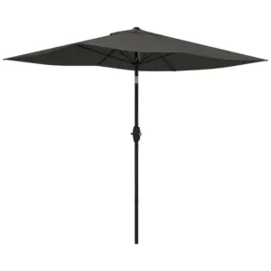 Best 2 x 3(m) Garden Parasol Umbrella, Rectangular Outdoor Market Umbrella Sun Shade with Crank & Push Button Tilt, 6 Ribs, Aluminium Pole, Dark Grey