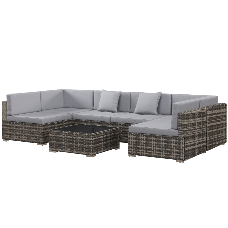 Best Seven-Piece Rattan Garden Set, with Glass-Top Table - Mixed Grey - Image 11