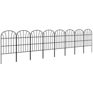 Best Metal Decorative Outdoor Picket Fence Panels Set of 8, Black