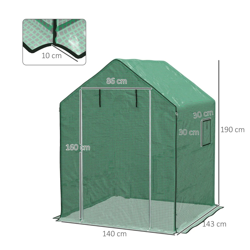 Best Greenhouse Cover Replacement Walk-in PE Hot House Cover with Roll-up Door and Windows, 140 x 143 x 190cm, Green - Image 3
